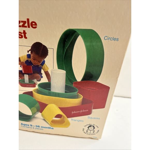Vintage Johnson & Johnson Shape Puzzle Post Toy Problem Solving Playset 100% - Picture 7 of 8